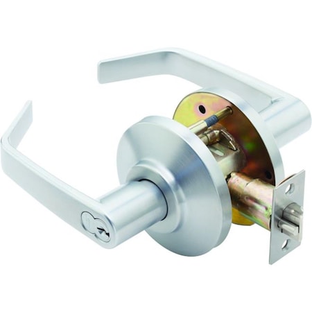 Parche 2.75 in. 7K Series Backset 7 Pin Entry 15 Lever & D Rose ANSI Strike Less Core, Satin Chrome PA2667351